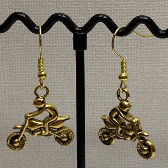 Motorcycle Earrings, Bike Earrings, Dirt Bike Earrings, Gift Idea, Cute Earring - Picture 4 of 6